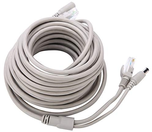 ASHATA Ethernet Cable,5M/10M/15M/20M RJ45+DC Ethernet CCTV Cable for IP Cameras NVR System 10Mbps/100Mbps,Networking Cable Cat 5 Cable with RJ45 Port.(10M)