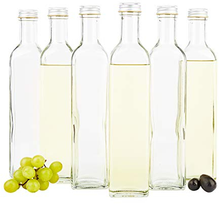 MamboCat Glasflaschen 500ml Marasca mit Schraubverschluss I 6 Leere Flaschen zum Befüllen - edle Likörflaschen Schnapsflaschen I geschäumter Deckel - luftdicht I Glasflasche 6 Stück