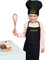 freitex Kinderschürze + Kochmütze mit und ohne Druck des Names (Schwarz, Latzschürze + Mütze bedruckt)