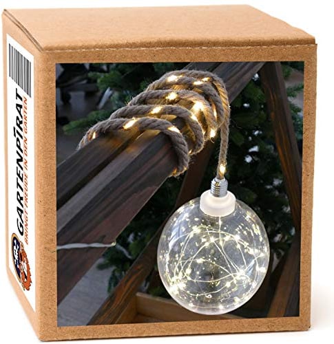 Gartenpirat Lichtkugel LED beleuchtet Ø 20cm groß Hanfseil Batterie Leuchtdeko