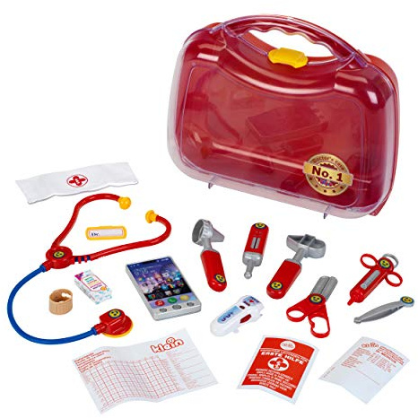 Theo Klein 4325 Arztkoffer | Stethoskop, Spritze u.v.m. | Inkl. Batteriebetriebener Pulsmesser und Smartphone mit Sound | Maße: 25 cm x 15 cm x 20 cm | Spielzeug für Kinder ab 3 Jahren
