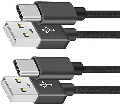 NWNK13 USB C Cable Type C Fast Charging Cable for Xperia L1 L2 L3 ultra Nylon Braided Android Phone Charger Lead Wire Sync Cord black 2mt