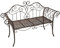 H4L Gartenbank Sarah aus Metall Antik Braun rostfarben, Parkbank pulverbeschichtet Sitzbank Bank Rost-Optik Eisenbank Dekorativ und Edel B143xH92,5xT42 cm