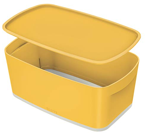 Leitz MyBox kleine Aufbewahrungsbox mit Deckel, Warmes Gelb, Cosy-Serie, 52630019, 318 x 128 x 191 mm