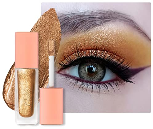 Oulac Glitzer Lidschatten Flüssig Metallic Goldener Lidschatten| Liquid Eyeliner mit feinem Funkeln| Glitzer Finish Glattes Schimmer Augen Make-up| Vegan& Cruelty-Free, 6.8g (32)