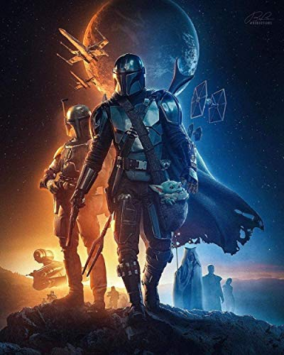 5D Mandalorian Diamond Painting Kits for Adults, Star Wars Diamond Art Paint with Diamonds, DIY Painting Kit Paint by Number with Gem Art 30,5 x 40,6 cm