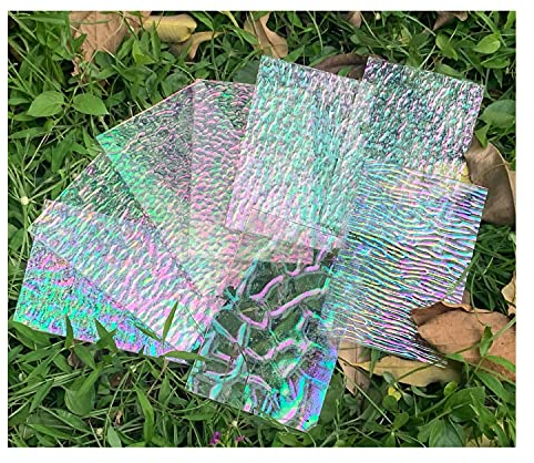 Lanyani 12 Stück schillernde, klare Struktur-Glasplatten für Bastelarbeiten, 10,2 x 15,2 cm große Kunstglas-Sets für Mosaikarbeiten