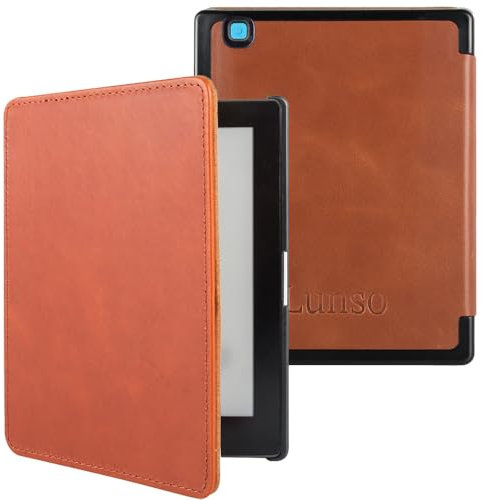 Lunso - Housse de protection en cuir - Convient pour Kobo Aura edition 2 (6 pouces) - Cognac