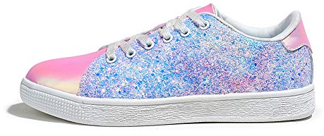 LUCKY STEP Baskets Femme | Baskets à Paillettes | Baskets Mode (Violet Multi, 8.5US-39EU-6UK)