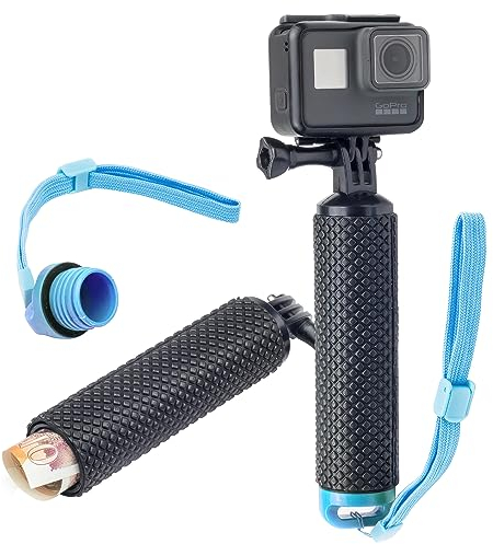 Digicharge Poignée Main Flottante pour caméra d'action GoPro Hero12 Hero11 Hero10 Max/DJI Osmo Action 3 / Insta360 One/Hero 11 Mini 10 9 8 Akaso Campark Float, Stockage Interne étanche, Bleu