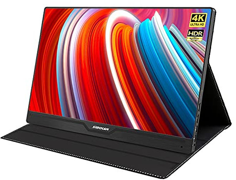 sararui Portable Monitor 4K Portable Monitor 15.6' HDR FHD IPS 100% SRGB Touchable Computer Display with USB- C HDMI Gaming Monitor for Xbox PS4 Switch Laptop PC Phone, 3840x2160 Computer Monitors