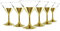 Roman Deluxe Martini Glasses Set of 6/ Round Coctail Glasses/Thick Stem/Decorated Glitter Gold Rim with Ornament/ 7oz - 200ml/ Gift Set in Box for Women or Men (Plain Gold)
