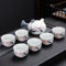 EZ Snowflake Glaze Chinese Tea Set - 1 teapot and 6 Tea Cups (Lightened Lotus Flower - Side Handle Pot)