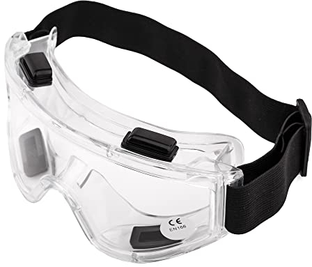 MIVOS Staubdichte Vollsichtschutzbrille - Kratzfeste Schutzbrille für Brillenträger – Transparente Arbeitsschutzbrille aus Polycarbonat - UV-beständig - Universelle Größe