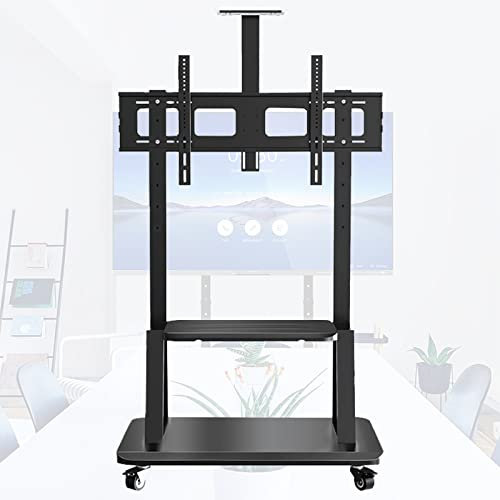 SRHIMEOS Mobile/Rolling TV Cart with Wheels for 55-100 Inch LCD/LED/OLED/4K Flat Screens TVs, Height Adjustable Outdoor Moving Floor TV Stand Up to 440lbs Max VESA 900x600mm, Black
