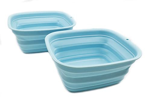 SAMMART 7,7L Collapsible Tub - Foldable Dish Tub - Portable Washing Basin - Space Saving Plastic Washtub (Meeresengel (2er-Set), klein)
