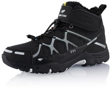 Fusskleidung® Damen Herren Wanderschuhe warm gefütterte Schwarz Weiß Schwarz EU 39