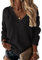 Jersey Pico Mujer Suéter Punto V Neck Sweater Pullover Ochos Oversize Ancho Básico Talla Grande Jerseys Anchos Modernos Invierno Señora Negro L