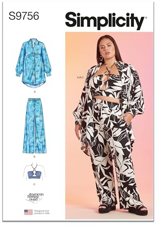 SIMPLICITY SS9756AA Misses' and Women's Shirt, Trousers and Halter Top for American Sewing Guild AA (10-12-14-16-18)