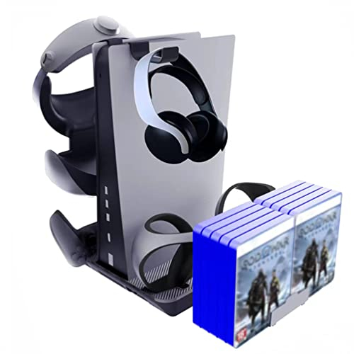 LiLiTok P5VR2 Dual Controller Charging Station with Cooling Fan, Storage Holder Compatible for PS5 PSVR2 Helmet CD Stand Handle Charging Container VR Accessories