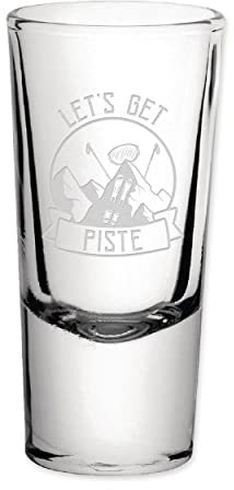 Let's Get Piste Skifahren Shot Shooter Glas Single 25 ml Geburtstag für Tequila Rum Gin Whisky Hochzeit Hirsch Junggesellinnenabschied