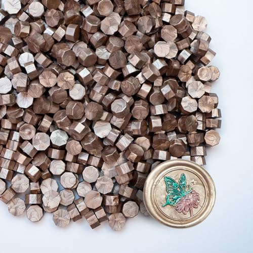 Tomgenrine Premium Siegelwachs-Perlen - 520 Stück in Champagnergold für Briefe, Grußkarten, Weinflaschen & Bastelarbeiten | Hochwertige Qualität für Hochzeitseinladungen, Party-Deko & DIY-Projekte