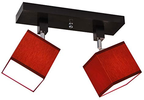 alfalux Deckenlampe LLS218DPR dreh- und schwenkbar Deckenstrahler Deckenleuchte Leuchte 2-flammig Holz Kinderzimmer Wohnzimmer Lampe LED-geeignet (BORDEAUXROT)