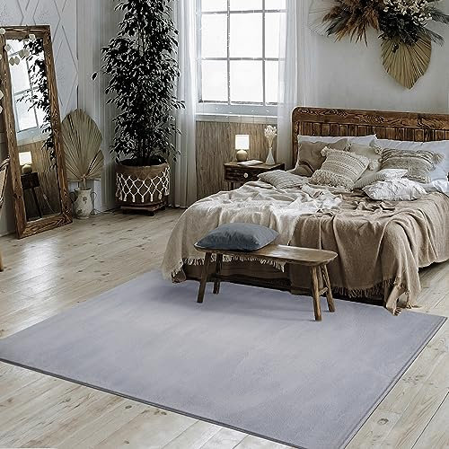Mia's Teppiche Nova kuschelig Warmer Fellteppich, weich und elegant, waschbar und Fußbodenheizung geeignet, Öko-Tex Zertifiziert, Grau