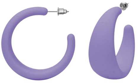 Soul-Cats 1 paire de boucles d'oreilles créoles en plastique clous d'oreilles en acrylique boucles d'oreilles créoles rétro, couleur : lilas