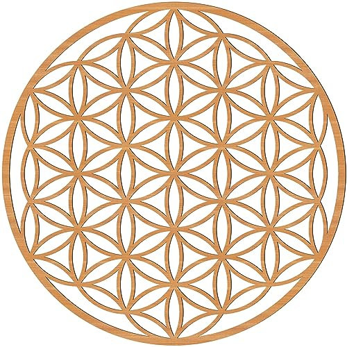Blume des Lebens Wandbild aus Holz Ø 20 cm, Optik: Buche