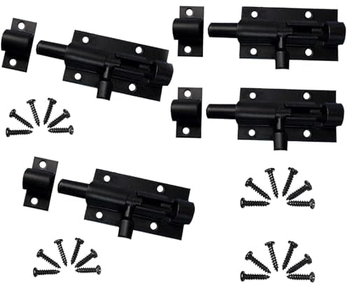 4 PezziChiavistello per Porta Scorrevole in Acciaio Inossidabile, Bullone Serratura Porta, Chiusura Porta Scorrevole, Chiavistello Porta, Chiusura Porta per Cancello da Giardino, Bagno, Wc (Nero)