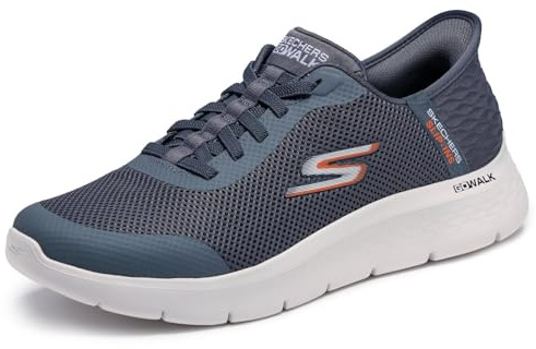 Skechers Go Walk Flex Hands Up - Sneaker Slip-on da Uomo, in Tessuto/Sintetico, Colore Grigio, Taglia 44
