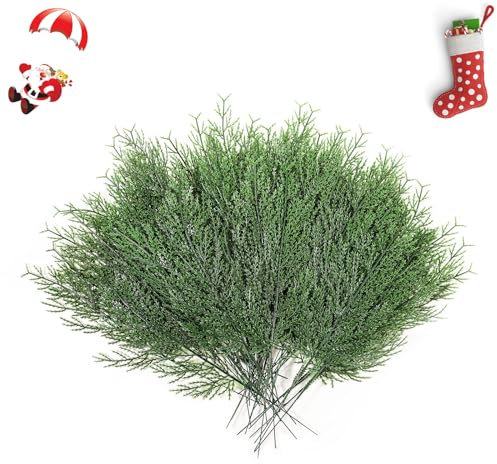 50uds Ramas de Pino Artificiales Navidad, 34cm Hojas de Pino Artificiales Ramas de Pino Sintético Plantas Artificiales de Navidad para Coronas de Bricolaje Manualidades Decoración del Hogar