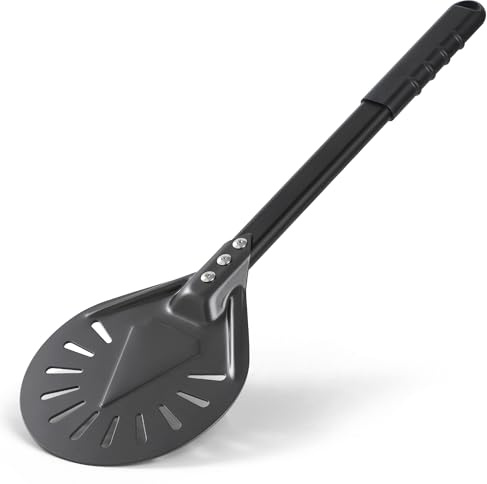 Pala giratoria para pizza, espátula para pizza, aluminio perforado de grado restaurante, accesorios para horno de pizza al aire libre