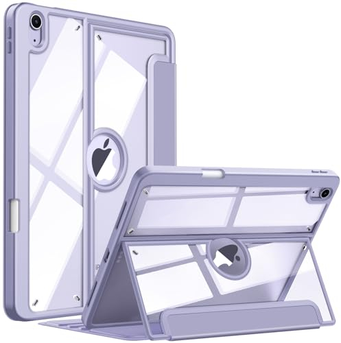 Fintie Hülle für iPad Air 11 Zoll (M3) 2025/ (M2) 2024, iPad Air 5 2022/4 Generation 2020 10,9 Zoll mit Stifthalter - Stoßfeste Schutzhülle mit transparenter Rückseite, Multi-Winkel Ansehen, Violett