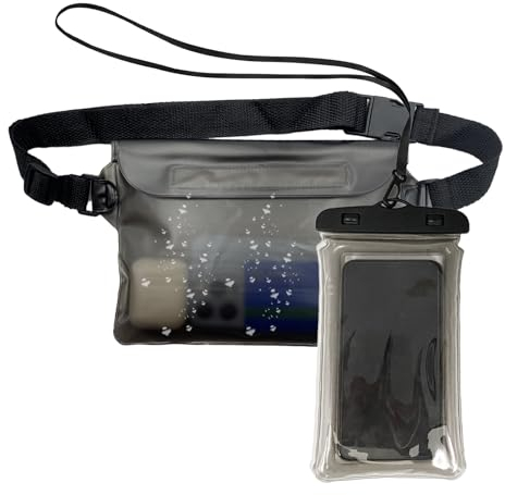 2Pcs Waterproof Pouch Bag and Phone Case,Small Waterproof Case swimming Reinforced Seal&Screen Touchable Dry Bag for Beach,Swim,Boating,Protect Phone, Camera, Cash, Passport From Water, Sand - BLCACK
