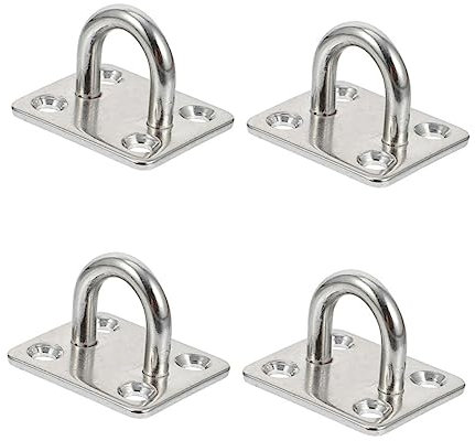 Hohopeti Stainless Swivel Eye Ring Ceiling Hook 6mm-304 Square Eye Plate U-Shaped Ceiling Hooks Smooth Surface for Boat Bolt Roof Beam Ceiling Fan Hook
