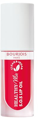 Bourjois Healthy Mix Clean S.O.S Huile à lèvres, Hydratante et brillante, Huiles de fruits nourrissantes et collagène vegan, 94% d'ingrédients d'origine naturelle, 4,5 ml,03 Straw’Bisous
