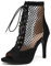 Uonpie Peep Toe Stivali 10cm Tacco in Scamosciata a Rete Scarpe da Ballo Latino Salsa Tango Bachata,Nero,37.5EU