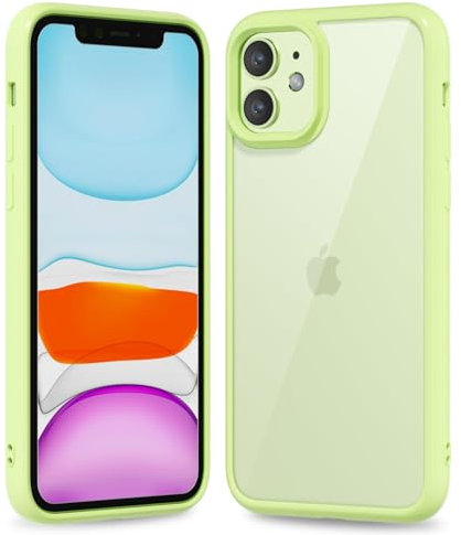 oakxco Thin Slim Clear case for iPhone 11, Transparent Hybrid Hard Shell Plastic & Soft Silicone Rubber Bumper, Non-Yellow Acrylic Protective Lightweight Cover for Women, Light Green