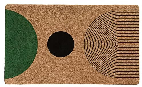 LUVADIAN Mid Century Modern Boho Door Mat - Boho Front Door Mat Outdoor Entrance, Boho Welcome Mat, Modern Green and Black Indoor Door Mats for Entryway, Boho Home Decor, 17x30 Inch