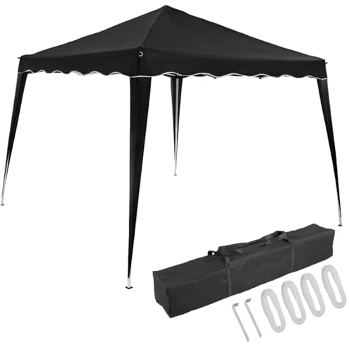 CASARIA® Pavillon Pop-Up 3x3m inkl. 4X Seitenteile Farbauswahl UV-Schutz 50+ inkl. Tasche wasserdicht faltbar Faltpavillon Festival Capri Schwarz