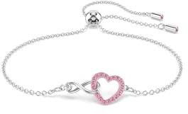 Swarovski Swa Infinity Armreif, Rosanes, Rhodiniertes Armband mit Herz, Unendlichkeitszeichen und Strahlenden Kristallen