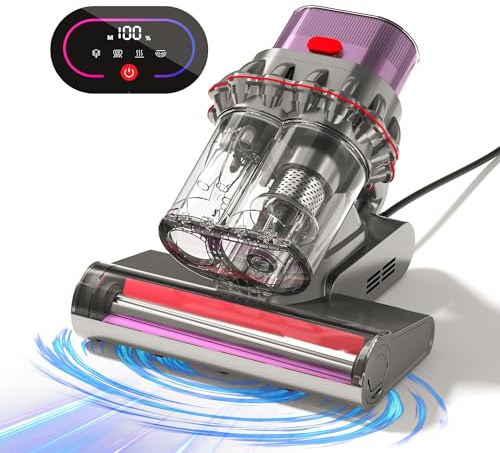 Lambluefly Milbensauger für Matratzen mit Staubmilben-Sensor & Intelligente Anzeige, 500W 18KPA Milbenstaubsauger mit 2Saugstufen, Milbensauger mit UV Licht & Ultraschall, Entfernt 99% Staub,Allergene
