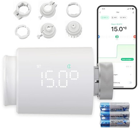 ezAIoT Termostato intelligente per radiatore con Tuya Zigbee, valvola per radiatore programmabile con controllo app, sensore di temperatura e telecomando per un controllo ottimale del riscaldamento,