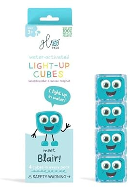 Glo Pals 4 leuchtende Würfel für EIN einzigartiges sensorisches Erlebnis und Magische Lichtshow für EIN unvergessliches Badeerlebnis (Blair blau)