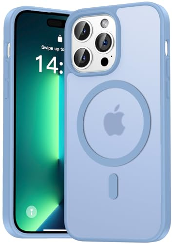 Natiiozie Magnetisch Hülle Kompatibel mit iPhone 13 Pro Max, Matt Handyhülle Kompatibel mit MagSafe, Stoßfest Kratzfest Schutzhülle Nie Vergilbung Rückseite Dünn 6.7 Zoll Case Blau
