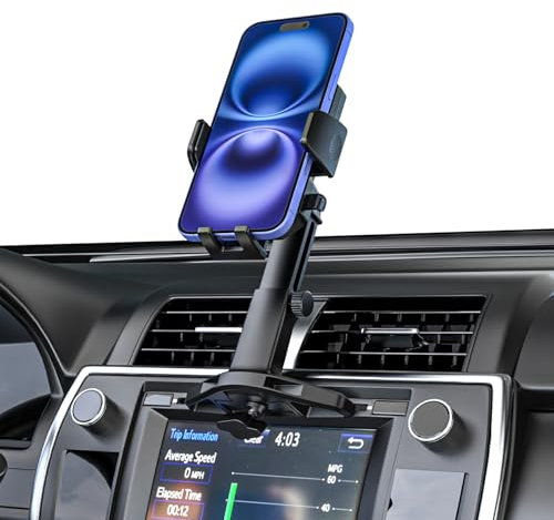 Kolasels CD Schlitz Auto Handyhalterung, [Einstellbare Höhe] Ultra Stabiler CD Player Telefonhalter, Handy Autohalterung CD Schacht für iPhone 16 Pro Max, Galaxy, Huawei, alle 4-7 Handys