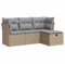 vidaXL 4-TLG. Garten-Sofagarnitur mit Kissen Beige Poly Rattan, Outdoor Sofa Set, Outdoor Sofagarnitur, Garten-Lounge-Set, Garten Sofagarnitur