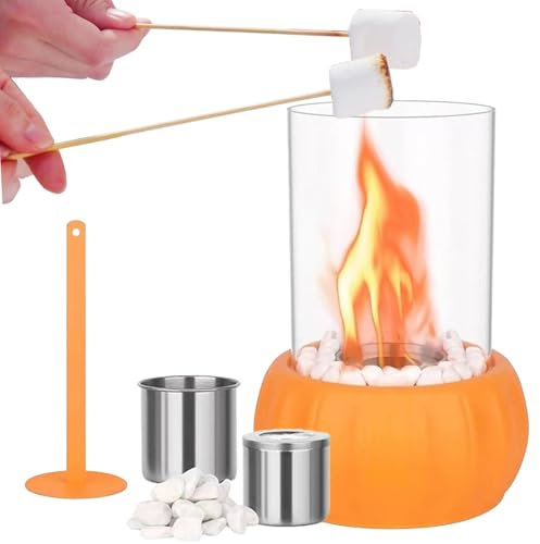 Foyer de table extérieur, foyer intérieur | Bol à feu de table en forme de citrouille avec pierres | Décoration d'intérieur, lampe à feu pour décoration d'Halloween et de Noël, brûleur à alcool pour p
